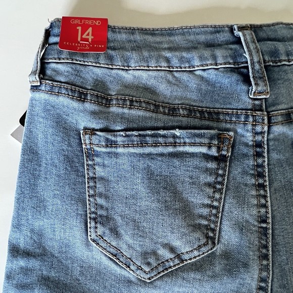 Celebrity Pink Jean Girls Sz 14 Unicorn Embroidery Pink Mid Rise Girlfriend New - Picture 9 of 16